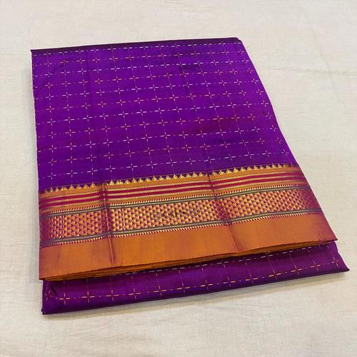 Violet Colour Pure Silk Chukki Star Design Ilkal Sarees