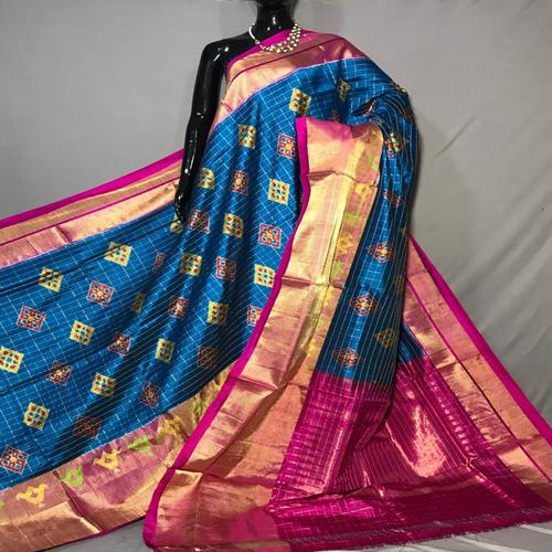 Buy Green With Orange Color Pochampally Ikat Silk Saree Online Shopping  From Pochampallysarees.com – pochampallysarees.com